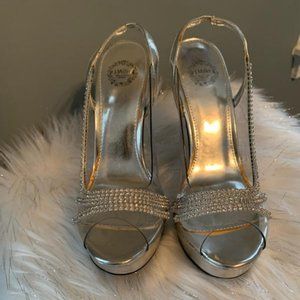 Clear Sling Back Shoes with Rhinestones
